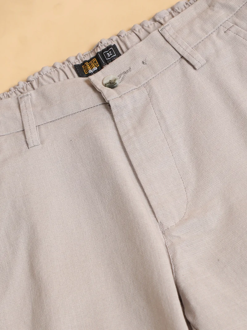 Maniac  Maniac Mens Italy Linen Solid Light Grey Cotton Trouser for Men | Best Price UAE